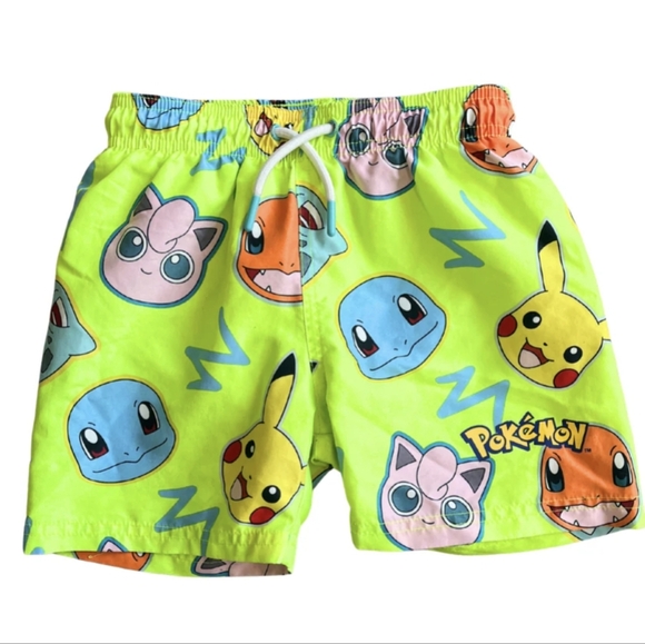 Pokemon Green Swim Shorts Size 5/6 Years - Picture 1 of 9